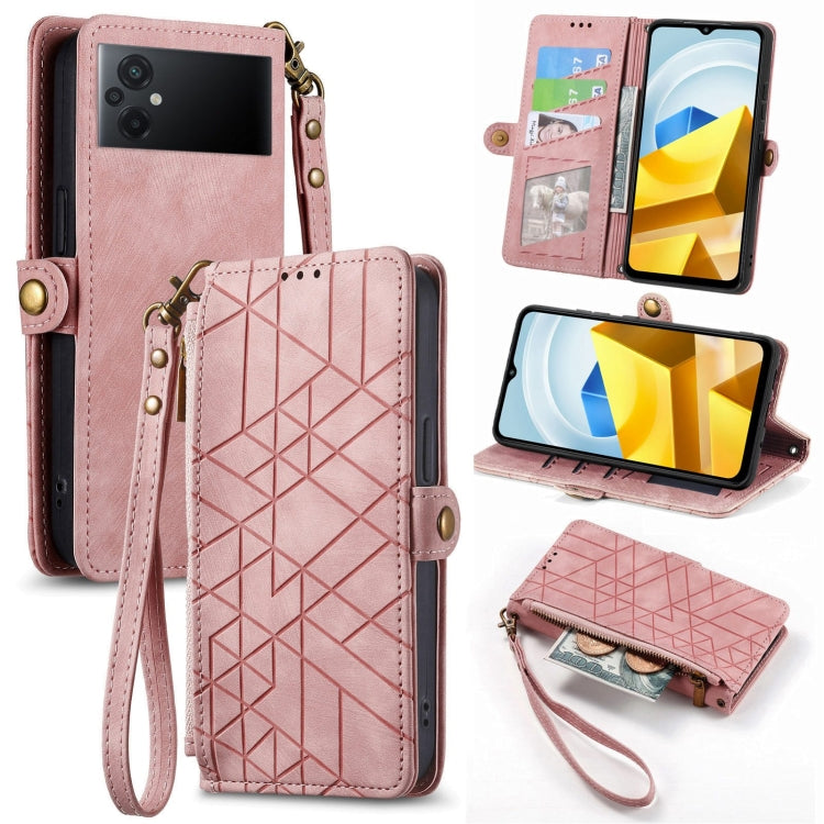 Portafoglio con cerniera geometrica Portafoglio in pelle con fibbia laterale, For Xiaomi Civi 2, For Xiaomi Poco M5 4G, For Xiaomi Poco M5s 4G, For Xiaomi 12S Ultra