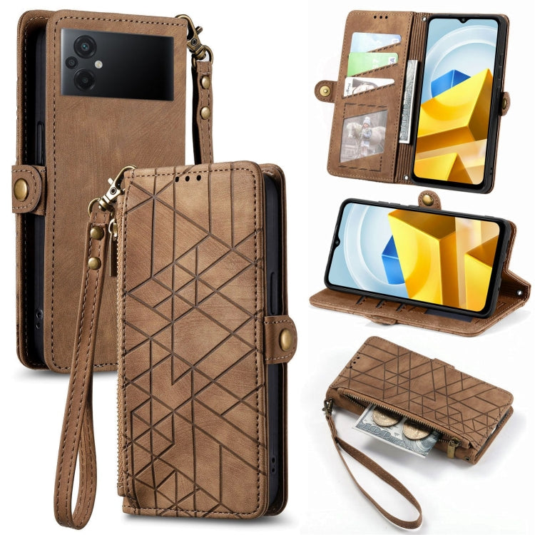 Portafoglio con cerniera geometrica Portafoglio in pelle con fibbia laterale, For Xiaomi Civi 2, For Xiaomi Poco M5 4G, For Xiaomi Poco M5s 4G, For Xiaomi 12S Ultra