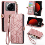 Portafoglio con cerniera geometrica Portafoglio in pelle con fibbia laterale, For Xiaomi Civi 2, For Xiaomi Poco M5 4G, For Xiaomi Poco M5s 4G, For Xiaomi 12S Ultra