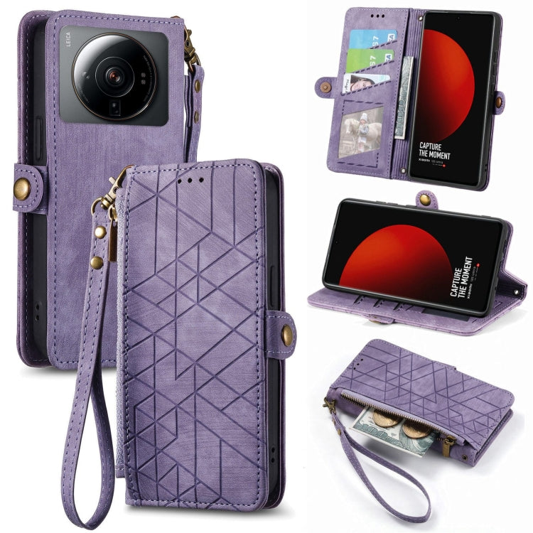 Portafoglio con cerniera geometrica Portafoglio in pelle con fibbia laterale, For Xiaomi Civi 2, For Xiaomi Poco M5 4G, For Xiaomi Poco M5s 4G, For Xiaomi 12S Ultra