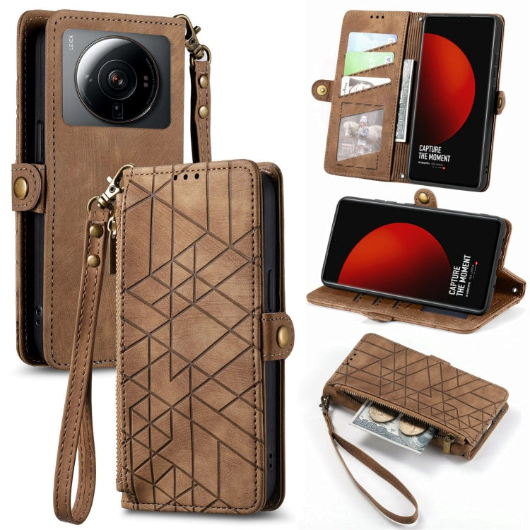 Portafoglio con cerniera geometrica Portafoglio in pelle con fibbia laterale, For Xiaomi Civi 2, For Xiaomi Poco M5 4G, For Xiaomi Poco M5s 4G, For Xiaomi 12S Ultra
