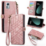 Portafoglio con cerniera geometrica Portafoglio in pelle con fibbia laterale, For Xiaomi 12S Pro, For Xiaomi 12S, For Xiaomi Poco C40, For Xiaomi 12 Ultra