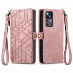 Portafoglio con cerniera geometrica Portafoglio in pelle con fibbia laterale, For Xiaomi 12S Pro, For Xiaomi 12S, For Xiaomi Poco C40, For Xiaomi 12 Ultra
