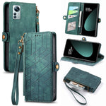 Portafoglio con cerniera geometrica Portafoglio in pelle con fibbia laterale, For Xiaomi 12S Pro, For Xiaomi 12S, For Xiaomi Poco C40, For Xiaomi 12 Ultra