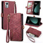 Portafoglio con cerniera geometrica Portafoglio in pelle con fibbia laterale, For Xiaomi 12S Pro, For Xiaomi 12S, For Xiaomi Poco C40, For Xiaomi 12 Ultra