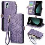 Portafoglio con cerniera geometrica Portafoglio in pelle con fibbia laterale, For Xiaomi 12S Pro, For Xiaomi 12S, For Xiaomi Poco C40, For Xiaomi 12 Ultra
