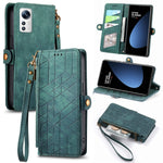 Portafoglio con cerniera geometrica Portafoglio in pelle con fibbia laterale, For Xiaomi 12S Pro, For Xiaomi 12S, For Xiaomi Poco C40, For Xiaomi 12 Ultra