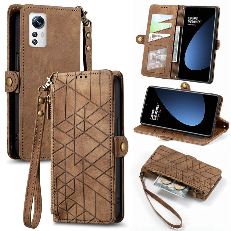 Portafoglio con cerniera geometrica Portafoglio in pelle con fibbia laterale, For Xiaomi 12S Pro, For Xiaomi 12S, For Xiaomi Poco C40, For Xiaomi 12 Ultra