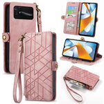 Portafoglio con cerniera geometrica Portafoglio in pelle con fibbia laterale, For Xiaomi 12S Pro, For Xiaomi 12S, For Xiaomi Poco C40, For Xiaomi 12 Ultra