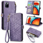 Portafoglio con cerniera geometrica Portafoglio in pelle con fibbia laterale, For Xiaomi 12, For Xiaomi 11T, For Xiaomi Poco X3 GT, For Xiaomi 11 Lite