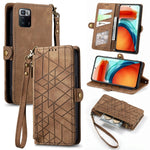 Portafoglio con cerniera geometrica Portafoglio in pelle con fibbia laterale, For Xiaomi 12, For Xiaomi 11T, For Xiaomi Poco X3 GT, For Xiaomi 11 Lite