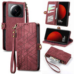 Portafoglio con cerniera geometrica Portafoglio in pelle con fibbia laterale, For Xiaomi 12S Pro, For Xiaomi 12S, For Xiaomi Poco C40, For Xiaomi 12 Ultra