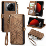 Portafoglio con cerniera geometrica Portafoglio in pelle con fibbia laterale, For Xiaomi 12S Pro, For Xiaomi 12S, For Xiaomi Poco C40, For Xiaomi 12 Ultra