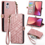 Portafoglio con cerniera geometrica Portafoglio in pelle con fibbia laterale, For Xiaomi 12, For Xiaomi 11T, For Xiaomi Poco X3 GT, For Xiaomi 11 Lite