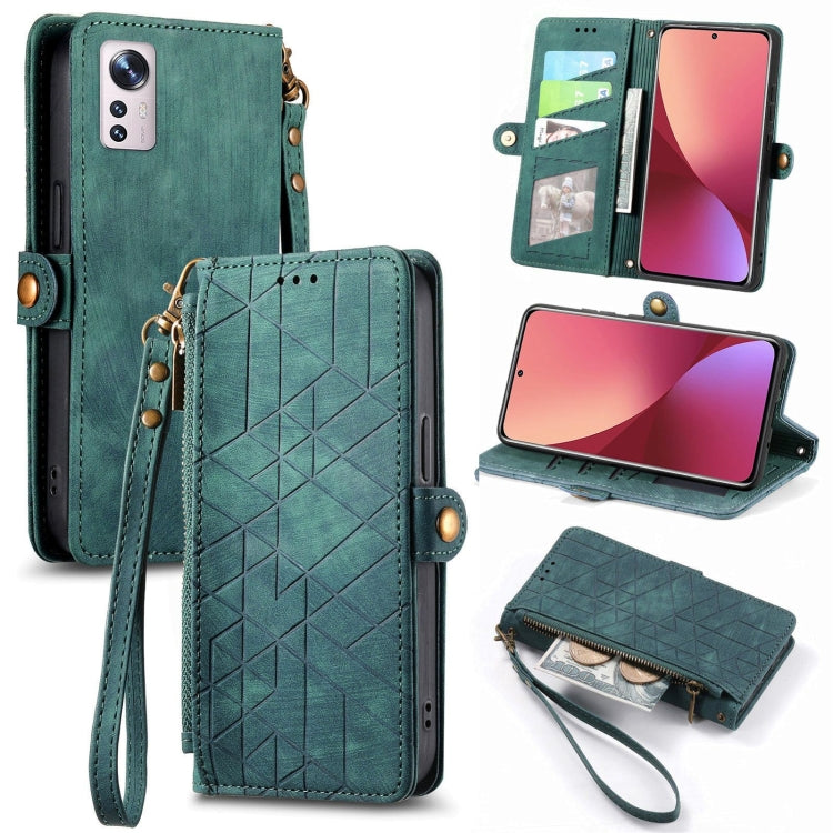 Portafoglio con cerniera geometrica Portafoglio in pelle con fibbia laterale, For Xiaomi 12, For Xiaomi 11T, For Xiaomi Poco X3 GT, For Xiaomi 11 Lite