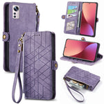 Portafoglio con cerniera geometrica Portafoglio in pelle con fibbia laterale, For Xiaomi 12, For Xiaomi 11T, For Xiaomi Poco X3 GT, For Xiaomi 11 Lite