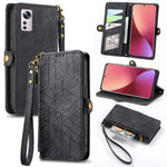 Portafoglio con cerniera geometrica Portafoglio in pelle con fibbia laterale, For Xiaomi 12, For Xiaomi 11T, For Xiaomi Poco X3 GT, For Xiaomi 11 Lite