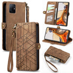 Portafoglio con cerniera geometrica Portafoglio in pelle con fibbia laterale, For Xiaomi 12, For Xiaomi 11T, For Xiaomi Poco X3 GT, For Xiaomi 11 Lite