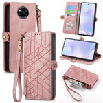Portafoglio con cerniera geometrica Portafoglio in pelle con fibbia laterale, For Xiaomi 11 Ultra, For Xiaomi 11, For Xiaomi Poco X3 NFC, For Xiaomi 12T / 12T Pro