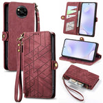 Portafoglio con cerniera geometrica Portafoglio in pelle con fibbia laterale, For Xiaomi 11 Ultra, For Xiaomi 11, For Xiaomi Poco X3 NFC, For Xiaomi 12T / 12T Pro