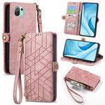 Portafoglio con cerniera geometrica Portafoglio in pelle con fibbia laterale, For Xiaomi 12, For Xiaomi 11T, For Xiaomi Poco X3 GT, For Xiaomi 11 Lite