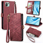 Portafoglio con cerniera geometrica Portafoglio in pelle con fibbia laterale, For Xiaomi 12, For Xiaomi 11T, For Xiaomi Poco X3 GT, For Xiaomi 11 Lite