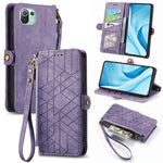 Portafoglio con cerniera geometrica Portafoglio in pelle con fibbia laterale, For Xiaomi 12, For Xiaomi 11T, For Xiaomi Poco X3 GT, For Xiaomi 11 Lite