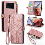Portafoglio con cerniera geometrica Portafoglio in pelle con fibbia laterale, For Xiaomi 11 Ultra, For Xiaomi 11, For Xiaomi Poco X3 NFC, For Xiaomi 12T / 12T Pro