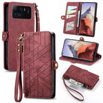 Portafoglio con cerniera geometrica Portafoglio in pelle con fibbia laterale, For Xiaomi 11 Ultra, For Xiaomi 11, For Xiaomi Poco X3 NFC, For Xiaomi 12T / 12T Pro
