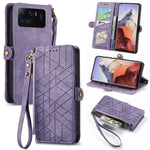 Portafoglio con cerniera geometrica Portafoglio in pelle con fibbia laterale, For Xiaomi 11 Ultra, For Xiaomi 11, For Xiaomi Poco X3 NFC, For Xiaomi 12T / 12T Pro