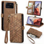 Portafoglio con cerniera geometrica Portafoglio in pelle con fibbia laterale, For Xiaomi 11 Ultra, For Xiaomi 11, For Xiaomi Poco X3 NFC, For Xiaomi 12T / 12T Pro