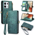 Portafoglio con cerniera geometrica Portafoglio in pelle con fibbia laterale, For Redmi Note 13 Pro 4G, For Redmi Note 13 4G, For Redmi Note 13 5G Global, For Redmi Note 13 Pro 5G Global