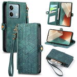 Portafoglio con cerniera geometrica Portafoglio in pelle con fibbia laterale, For Redmi Note 13 Pro 4G, For Redmi Note 13 4G, For Redmi Note 13 5G Global, For Redmi Note 13 Pro 5G Global