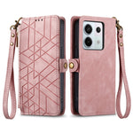 Portafoglio con cerniera geometrica Portafoglio in pelle con fibbia laterale, For Redmi Note 13 Pro 4G, For Redmi Note 13 4G, For Redmi Note 13 5G Global, For Redmi Note 13 Pro 5G Global