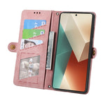 Portafoglio con cerniera geometrica Portafoglio in pelle con fibbia laterale, For Redmi Note 13 Pro 4G, For Redmi Note 13 4G, For Redmi Note 13 5G Global, For Redmi Note 13 Pro 5G Global