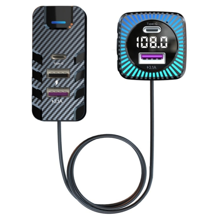 Caricabatterie rapido per auto esteso per sedile posteriore multi-porta CS11 Supporto per riproduzione MP3 Bluetooth, CS11