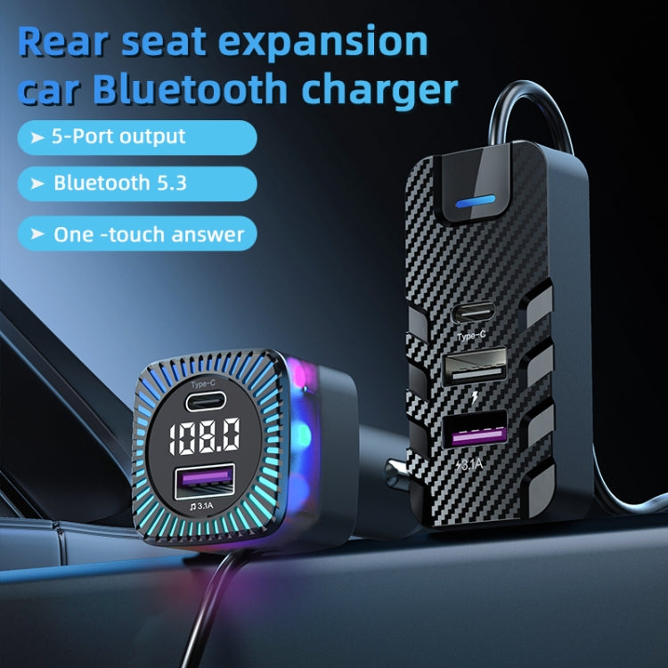 Caricabatterie rapido per auto esteso per sedile posteriore multi-porta CS11 Supporto per riproduzione MP3 Bluetooth, CS11