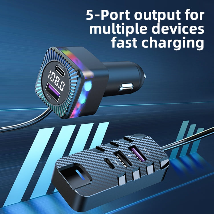 Caricabatterie rapido per auto esteso per sedile posteriore multi-porta CS11 Supporto per riproduzione MP3 Bluetooth, CS11