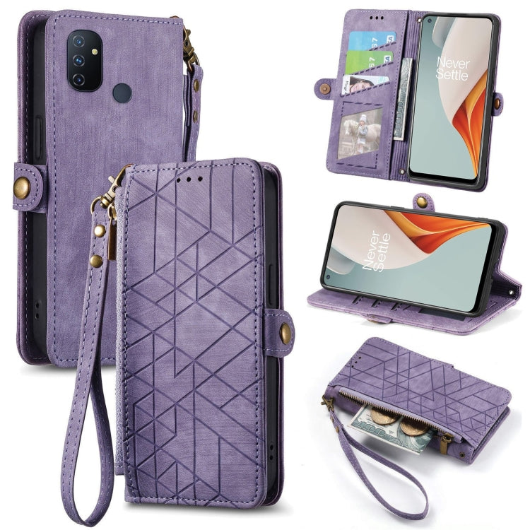 Portafoglio con cerniera geometrica Portafoglio in pelle con fibbia laterale, For OnePlus Nord 2 5G, For OnePlus 9 Pro, For OnePlus 9, For OnePlus Nord N100