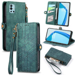 Portafoglio con cerniera geometrica Portafoglio in pelle con fibbia laterale, For OnePlus 9RT 5G, For OnePlus Nord N200 5G, For OnePlus 9R, For OnePlus Nord CE 5G