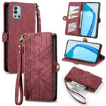 Portafoglio con cerniera geometrica Portafoglio in pelle con fibbia laterale, For OnePlus 9RT 5G, For OnePlus Nord N200 5G, For OnePlus 9R, For OnePlus Nord CE 5G