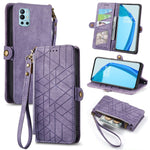 Portafoglio con cerniera geometrica Portafoglio in pelle con fibbia laterale, For OnePlus 9RT 5G, For OnePlus Nord N200 5G, For OnePlus 9R, For OnePlus Nord CE 5G