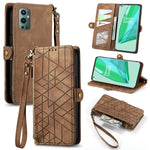 Portafoglio con cerniera geometrica Portafoglio in pelle con fibbia laterale, For OnePlus Nord 2 5G, For OnePlus 9 Pro, For OnePlus 9, For OnePlus Nord N100