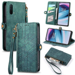 Portafoglio con cerniera geometrica Portafoglio in pelle con fibbia laterale, For OnePlus 9RT 5G, For OnePlus Nord N200 5G, For OnePlus 9R, For OnePlus Nord CE 5G