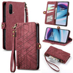 Portafoglio con cerniera geometrica Portafoglio in pelle con fibbia laterale, For OnePlus 9RT 5G, For OnePlus Nord N200 5G, For OnePlus 9R, For OnePlus Nord CE 5G