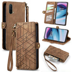 Portafoglio con cerniera geometrica Portafoglio in pelle con fibbia laterale, For OnePlus 9RT 5G, For OnePlus Nord N200 5G, For OnePlus 9R, For OnePlus Nord CE 5G