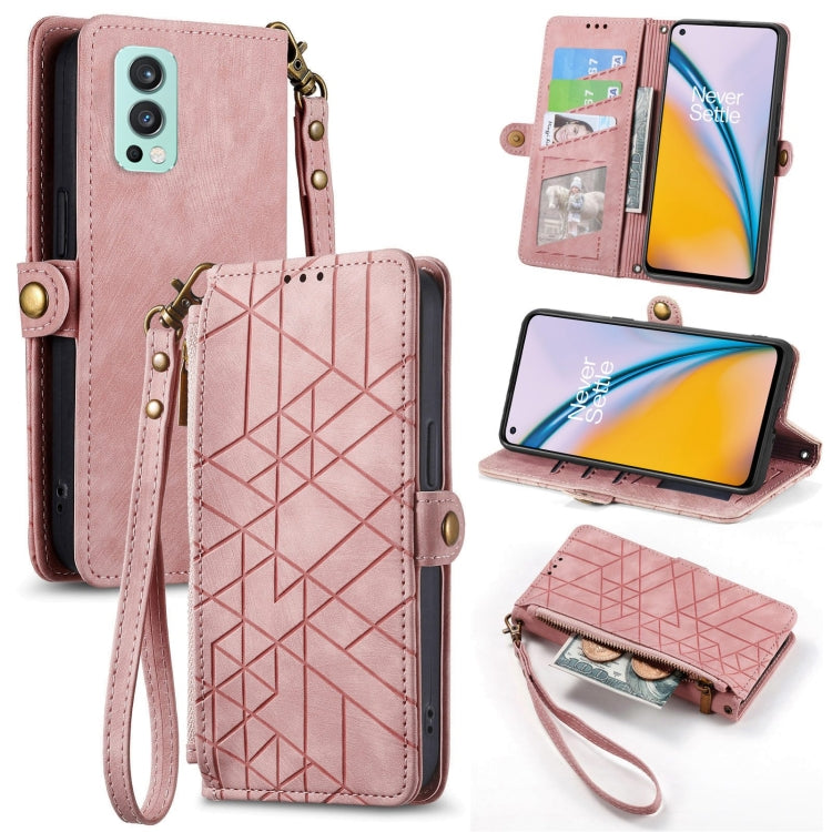 Portafoglio con cerniera geometrica Portafoglio in pelle con fibbia laterale, For OnePlus Nord 2 5G, For OnePlus 9 Pro, For OnePlus 9, For OnePlus Nord N100