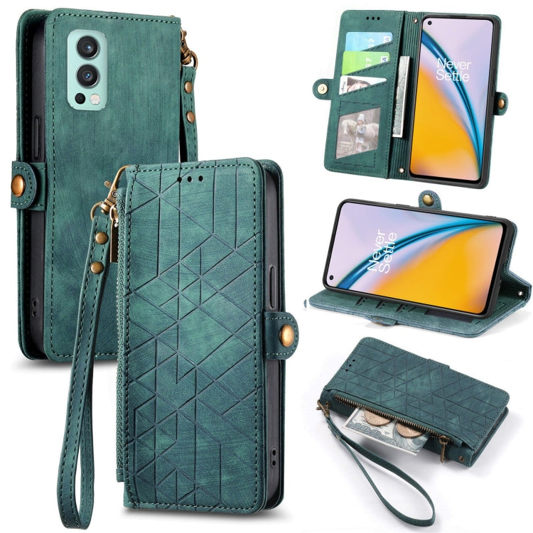 Portafoglio con cerniera geometrica Portafoglio in pelle con fibbia laterale, For OnePlus Nord 2 5G, For OnePlus 9 Pro, For OnePlus 9, For OnePlus Nord N100