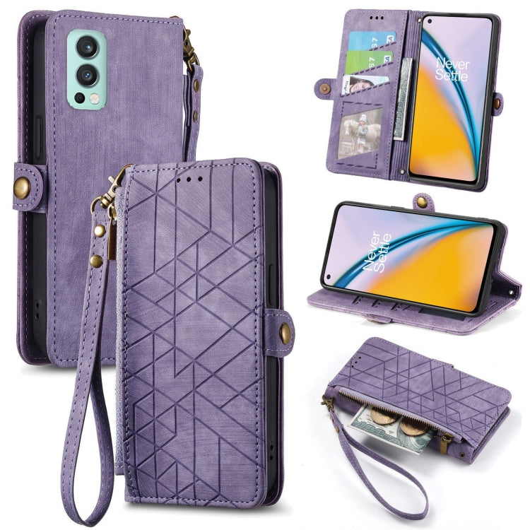 Portafoglio con cerniera geometrica Portafoglio in pelle con fibbia laterale, For OnePlus Nord 2 5G, For OnePlus 9 Pro, For OnePlus 9, For OnePlus Nord N100