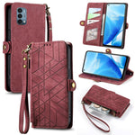 Portafoglio con cerniera geometrica Portafoglio in pelle con fibbia laterale, For OnePlus 9RT 5G, For OnePlus Nord N200 5G, For OnePlus 9R, For OnePlus Nord CE 5G